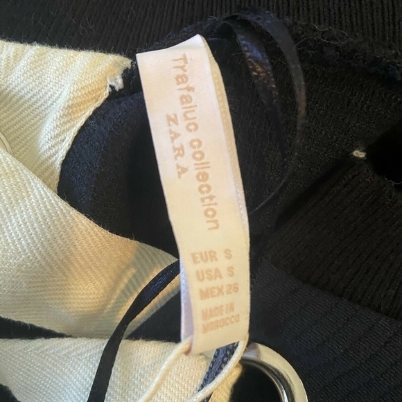 Trafaluc Zara Womens Navy Lace Up Back Long Sleeve Oversized Sweater Sz S - Picture 5 of 6